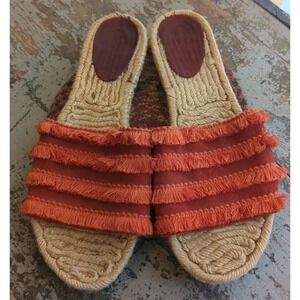 Womens Alex + Alex Bow Fringe Slides Burnt Orange Espadrilles Slip on Size US 10